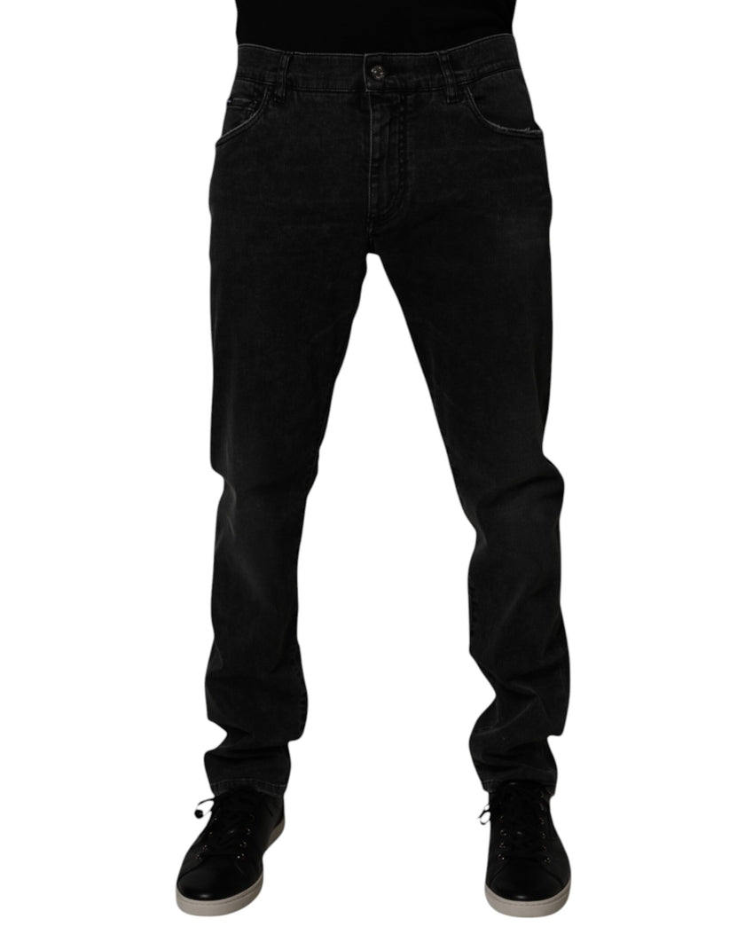 Dolce & Gabbana Black Cotton Stretch Slim Fit Men Denim Jeans
