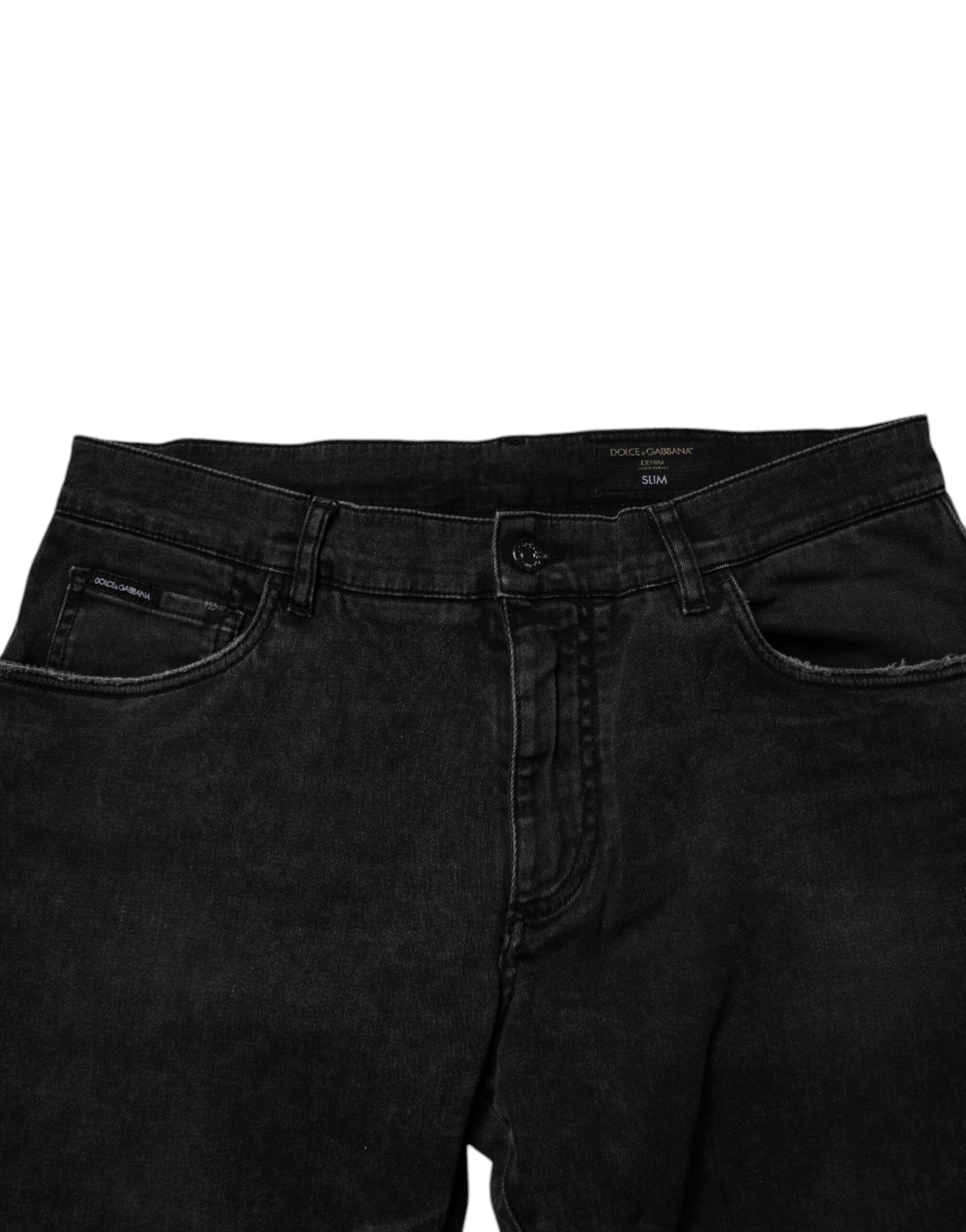 Dolce & Gabbana Black Cotton Stretch Slim Fit Men Denim Jeans