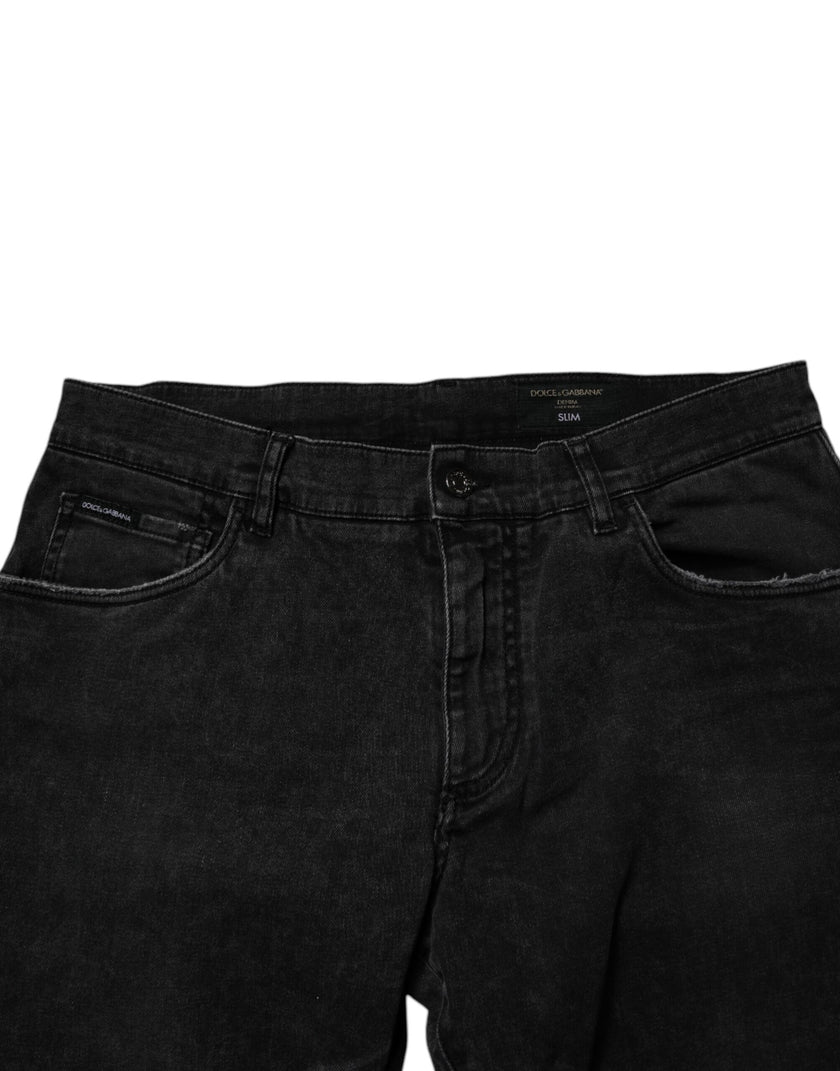 Dolce & Gabbana Black Cotton Stretch Slim Fit Men Denim Jeans