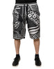 Dolce & Gabbana Black White Bandana Silk Men Bermuda Shorts