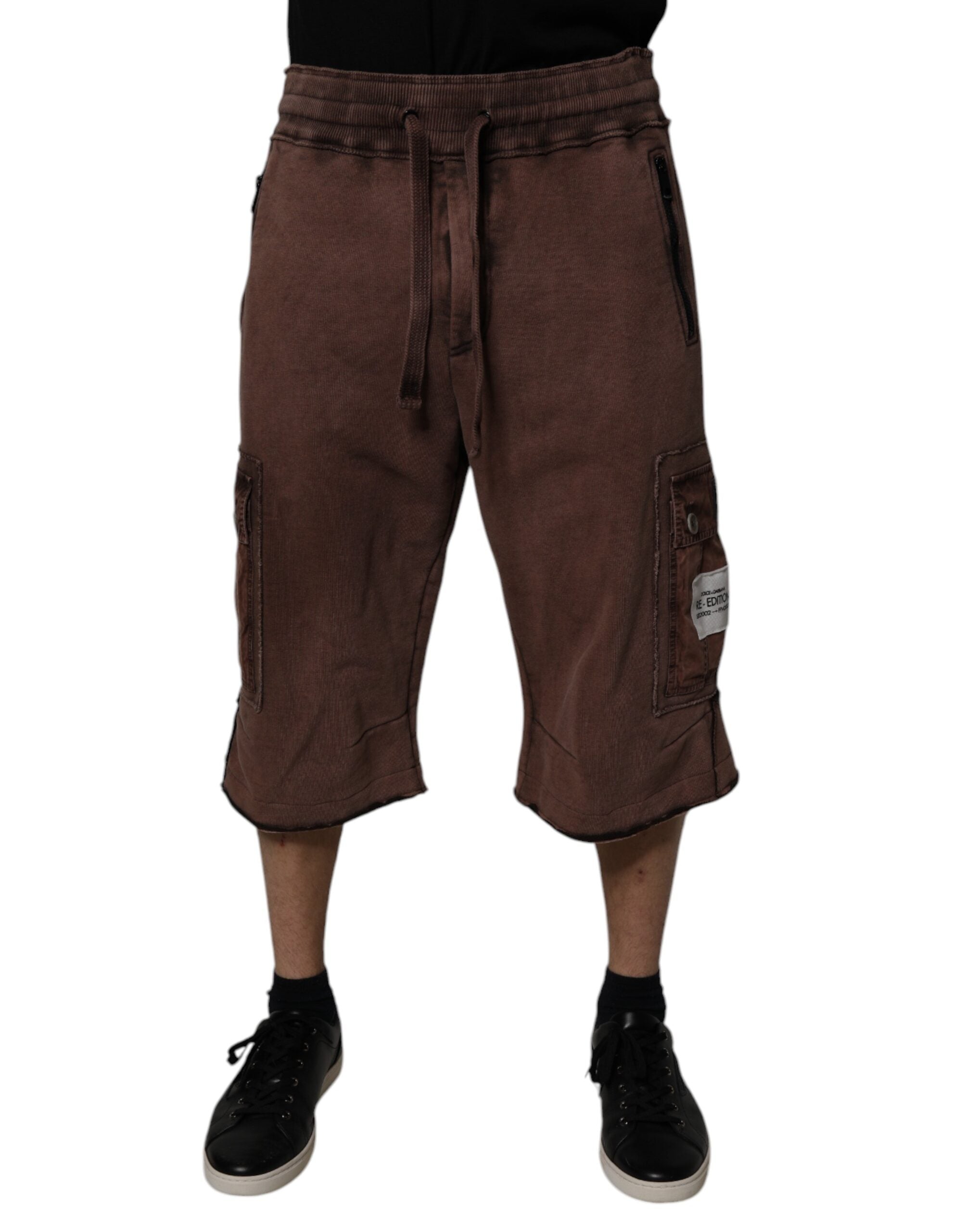 Dolce & Gabbana Brown Cotton Cargo Bermuda Sweatshorts Shorts