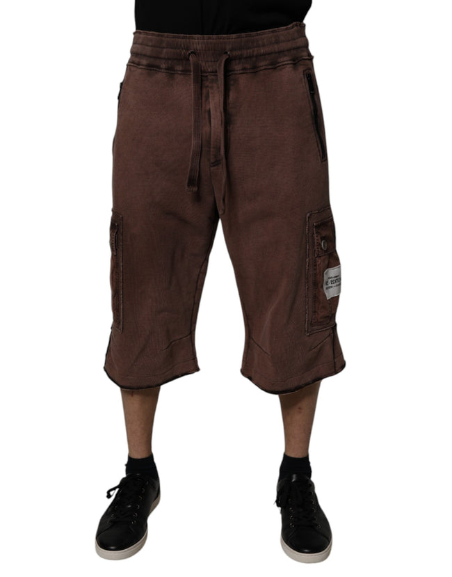 Dolce & Gabbana Brown Cotton Cargo Bermuda Sweatshorts Shorts