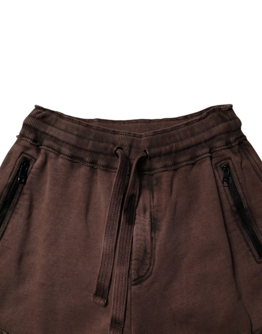 Dolce & Gabbana Brown Cotton Cargo Bermuda Sweatshorts Shorts