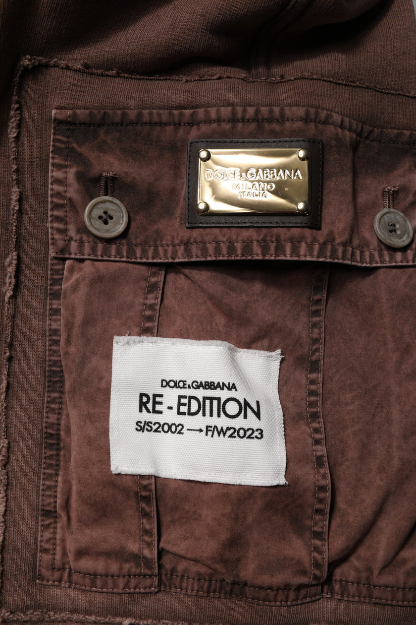 Dolce & Gabbana Brown Cotton Cargo Bermuda Sweatshorts Shorts