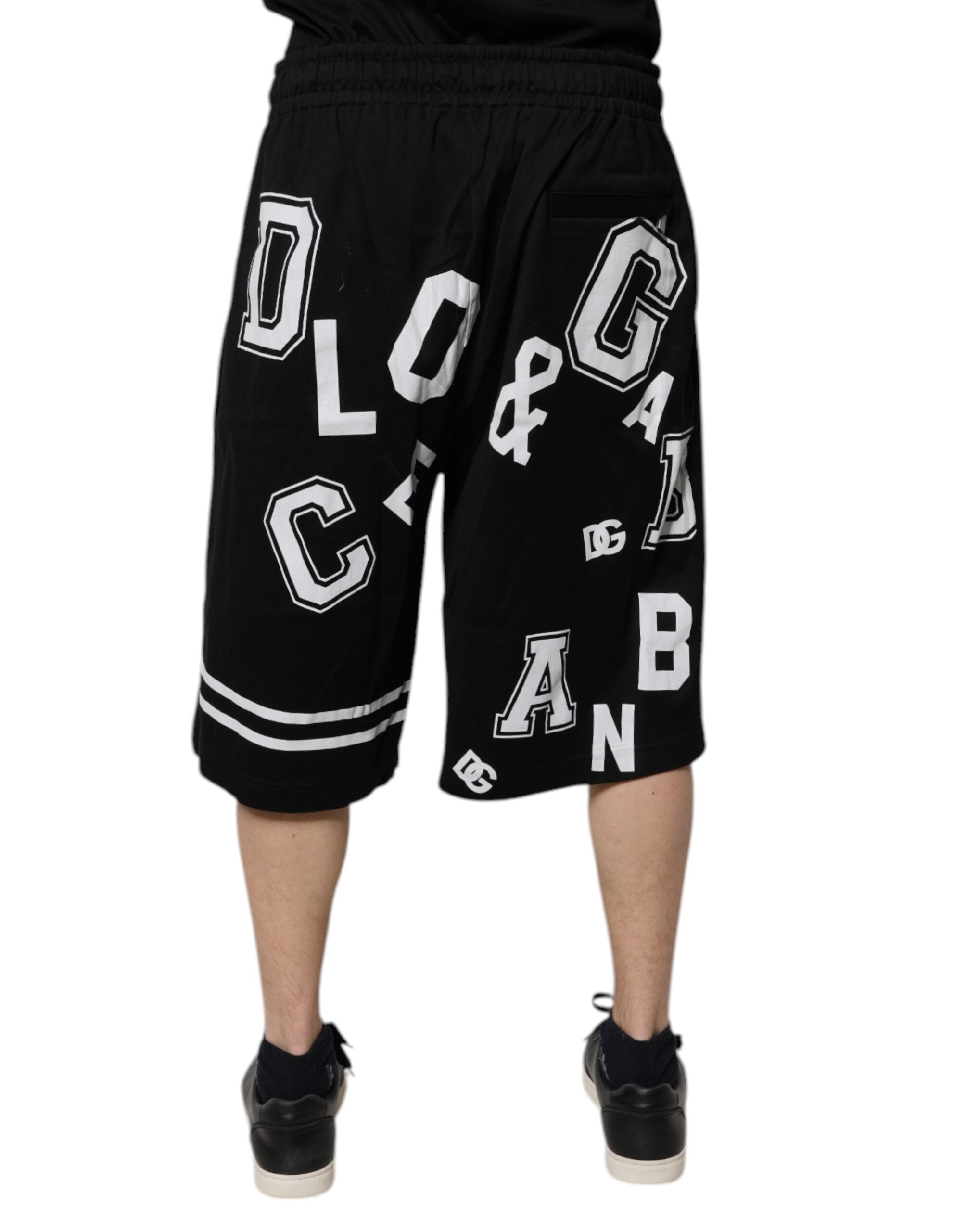 Dolce & Gabbana Black Logo Cotton Bermuda Sweatshorts Shorts