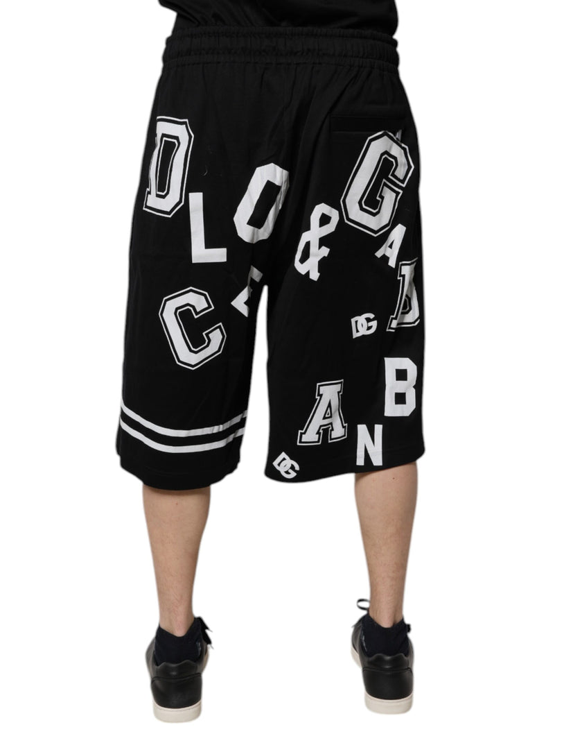 Dolce & Gabbana Black Logo Cotton Bermuda Sweatshorts Shorts