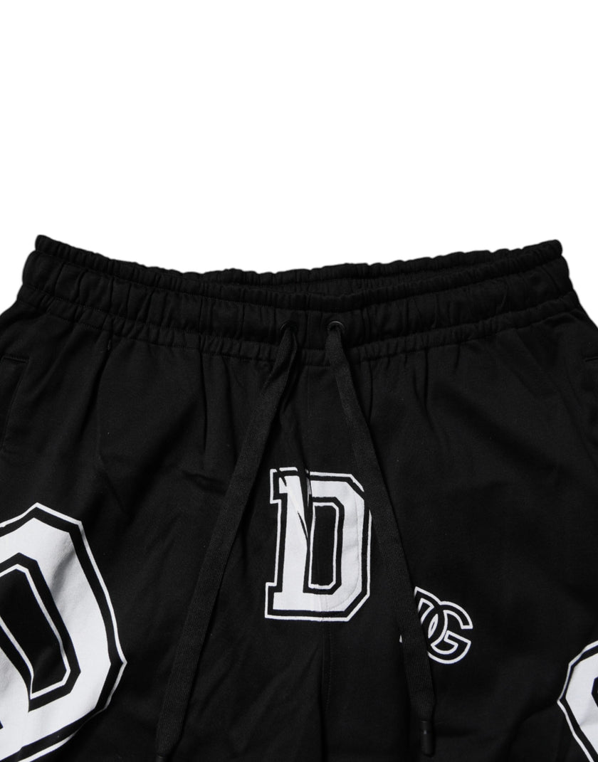 Dolce & Gabbana Black Logo Cotton Bermuda Sweatshorts Shorts