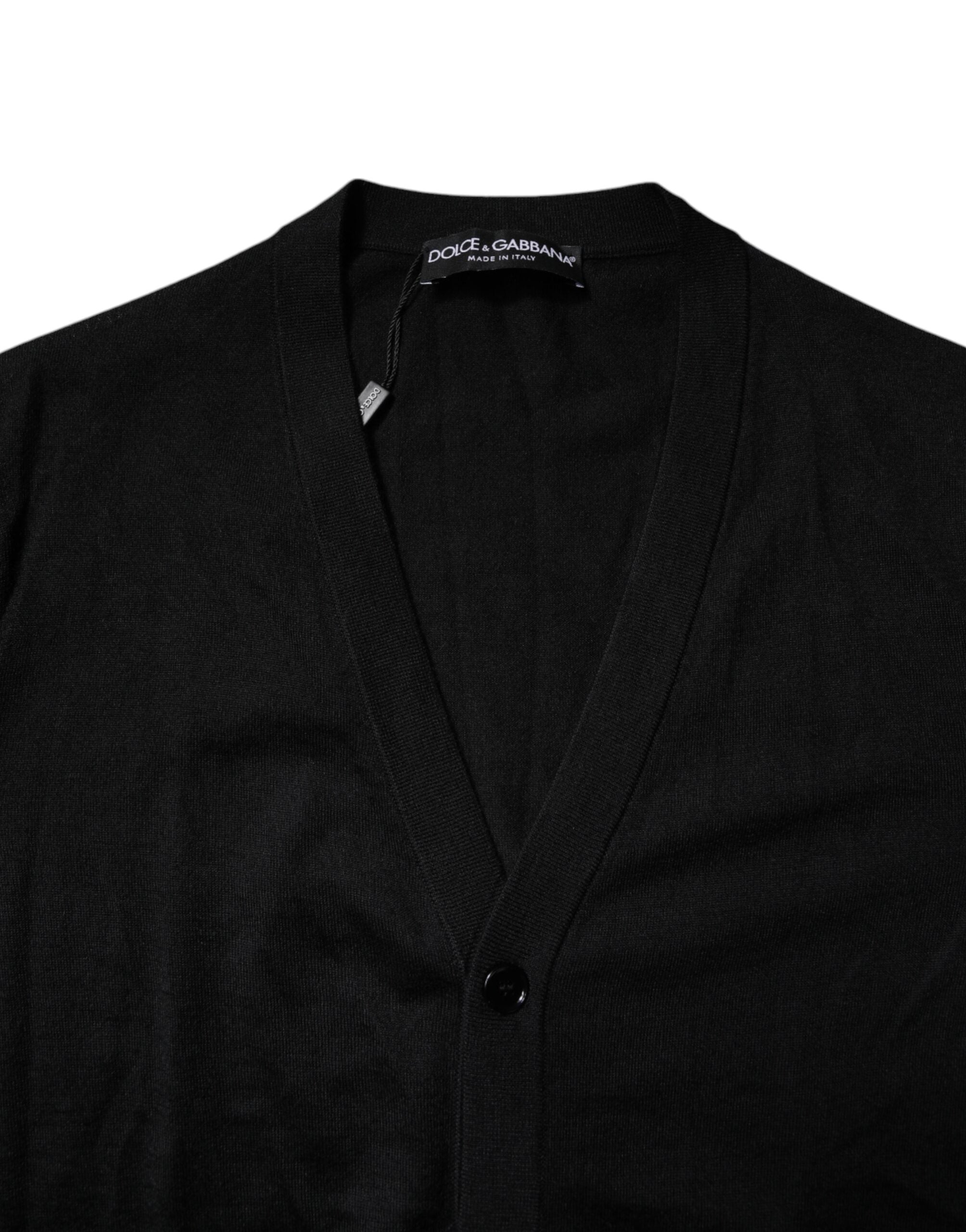 Dolce & Gabbana Black Cashmere Button Down Cardigan Sweater