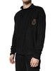 Dolce & Gabbana Black Heraldic Silk Buttoned Pullover Sweater