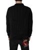 Dolce & Gabbana Black Heraldic Silk Buttoned Pullover Sweater