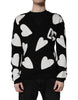 Dolce & Gabbana Black Hearts Silk Crew Neck Pullover Sweater