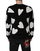 Dolce & Gabbana Black Hearts Silk Crew Neck Pullover Sweater