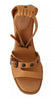 See By Chloé Brown Leather Studded Ankle Strap Sandals Shoes