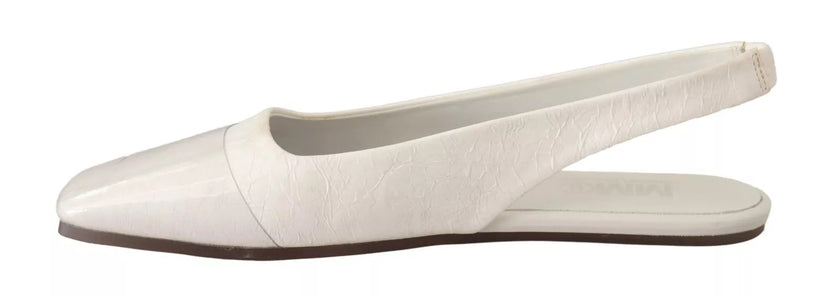 Maison Margiela White Leather Slingback Slip On Flats Shoes