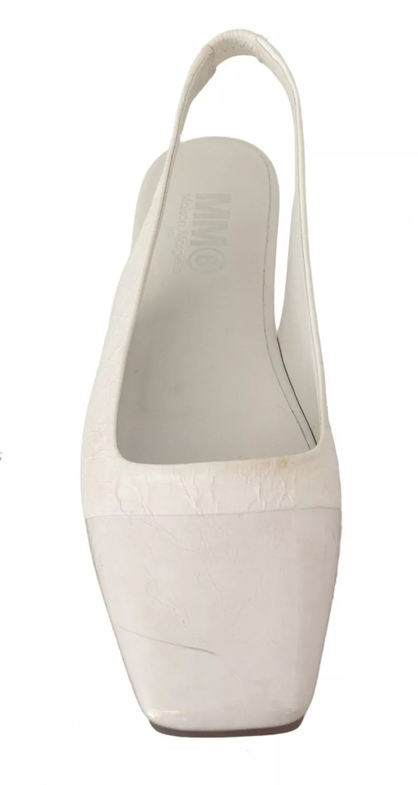 Maison Margiela White Leather Slingback Slip On Flats Shoes