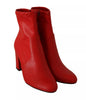 Steve Madden Red Leather Block Heels Ankle Boots Shoes