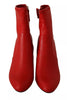 Steve Madden Red Leather Block Heels Ankle Boots Shoes