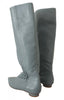 Valentino Blue Leather Elastic Flats Pull On Knee High Boots Shoes