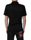 Dolce & Gabbana Black Polyester DG Logo Collared Polo T-shirt