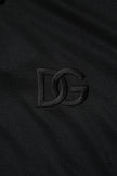 Dolce & Gabbana Black Polyester DG Logo Collared Polo T-shirt