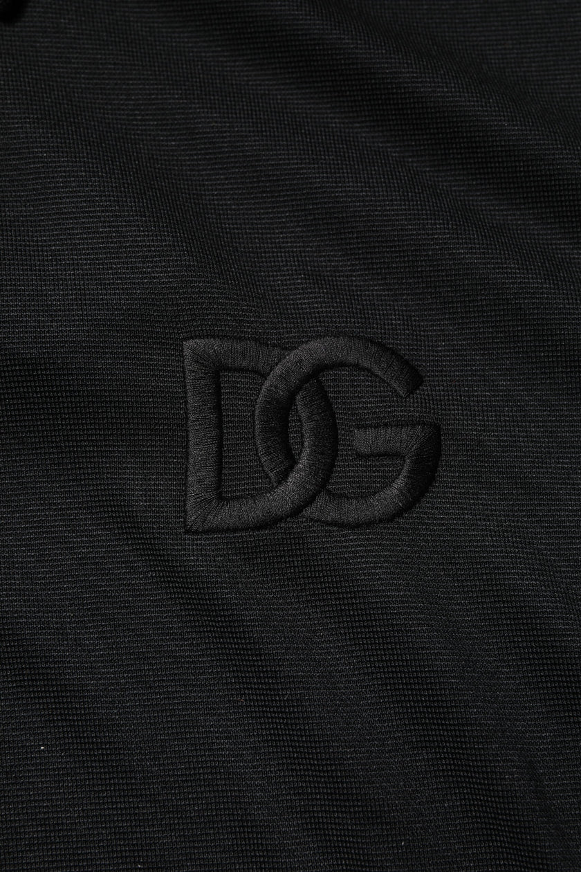 Dolce & Gabbana Black Polyester DG Logo Collared Polo T-shirt