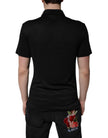 Dolce & Gabbana Black Polyester DG Logo Collared Polo T-shirt