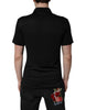 Dolce & Gabbana Black Polyester DG Logo Collared Polo T-shirt