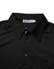 Dolce & Gabbana Black Polyester DG Logo Collared Polo T-shirt