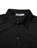 Dolce & Gabbana Black Polyester DG Logo Collared Polo T-shirt