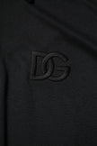 Dolce & Gabbana Black Polyester DG Logo Collared Polo T-shirt
