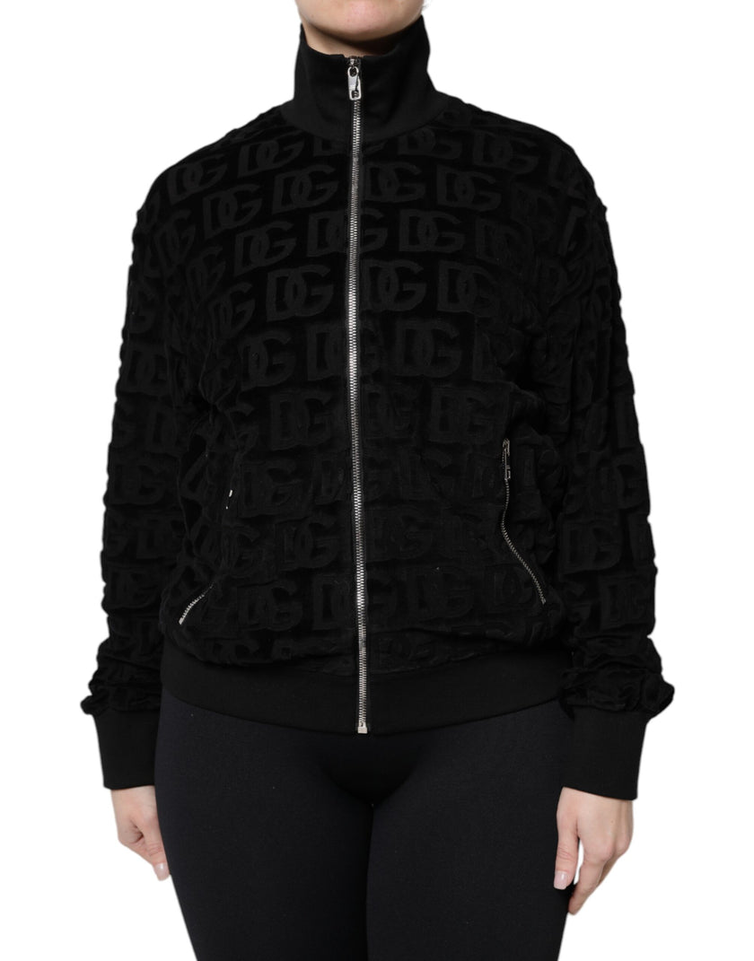 Dolce & Gabbana Black Logo Monogram Full Zip Bomber Jacket