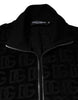 Dolce & Gabbana Black Logo Monogram Full Zip Bomber Jacket