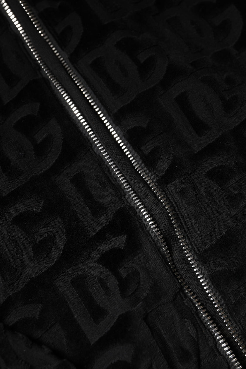 Dolce & Gabbana Black Logo Monogram Full Zip Bomber Jacket