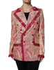 Dolce & Gabbana Pink Gold Jacquard Nylon Coat Blazer Jacket