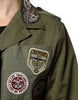 Dolce & Gabbana Military Green Queen Embellished Coat Jacket