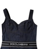 Dolce & Gabbana Blue Cotton Stretch Sleeveless Bodycon Denim Bodysuit