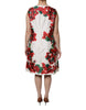 Dolce & Gabbana White Floral Printed Silk Knee Length Dress