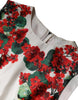 Dolce & Gabbana White Floral Printed Silk Knee Length Dress