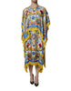 Dolce & Gabbana Multicolor Majolica Kaftan Short Sleeves Maxi Dress