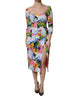 Dolce & Gabbana Multicolor Floral Side Slit Midi Dress