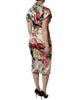 Dolce & Gabbana Multicolor Floral Short Sleeves Sheath Midi Dress