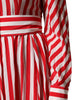 Dolce & Gabbana White Red Stripes Long Sleeves Midi Dress
