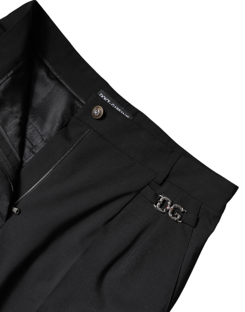 Dolce & Gabbana Black Polyester High Waist Dress Pants