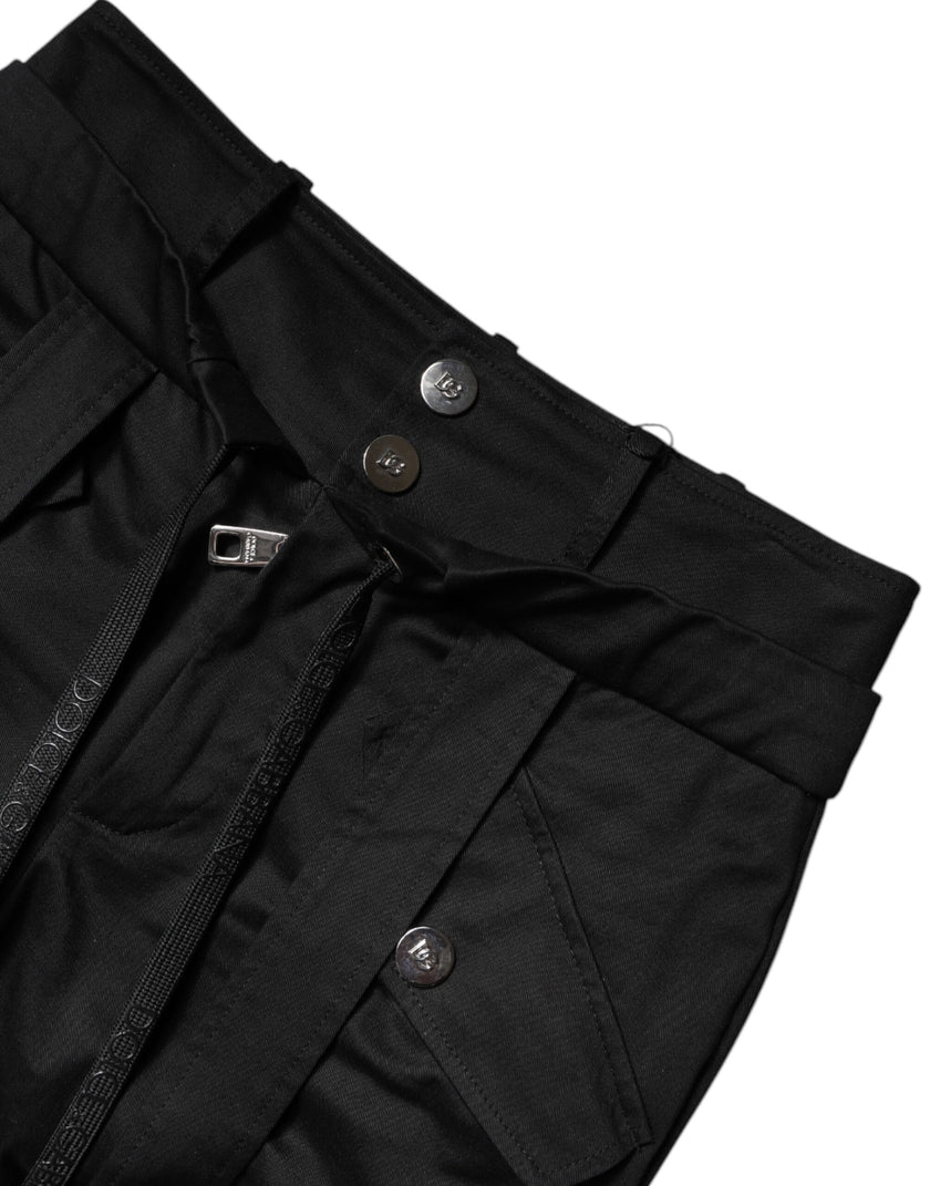 Dolce & Gabbana Black Cotton High Waist Cargo Pants