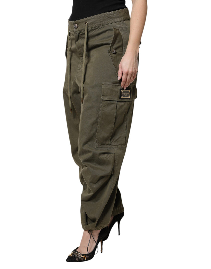 Dolce & Gabbana Army Green High Waist Cargo Pants