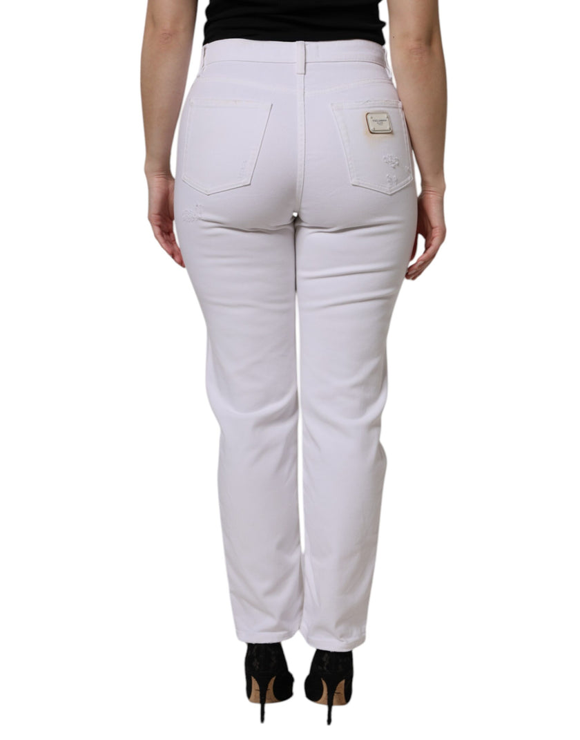 Dolce & Gabbana White Cotton High Waist Skinny Denim Jeans