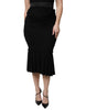 Dolce & Gabbana Black Mermaid Cut High Waist Midi Skirt