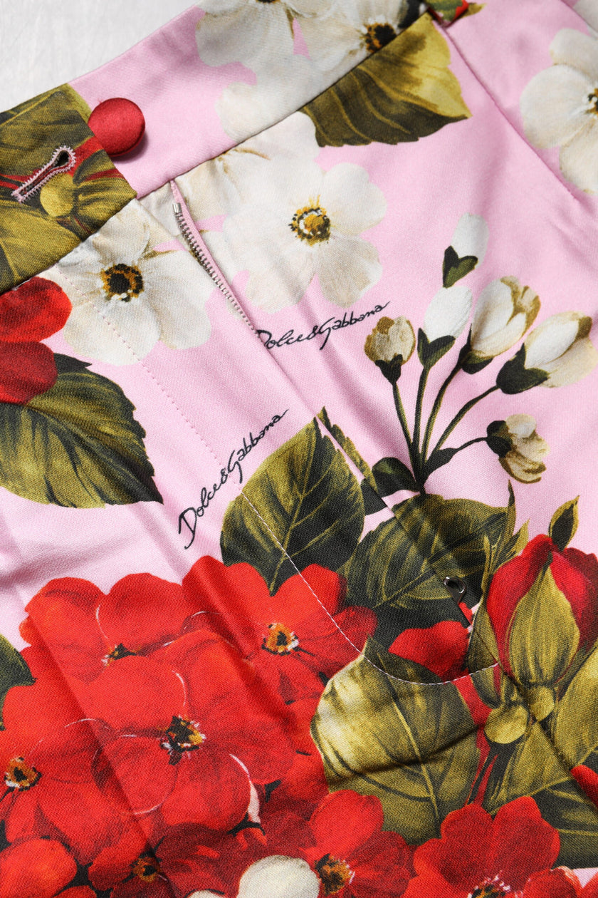 Dolce & Gabbana Pink Floral Print High Waist Hotpants Short