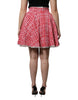 Dolce & Gabbana Red White High Waist A-line Above Knee Skirt