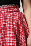 Dolce & Gabbana Red White High Waist A-line Above Knee Skirt